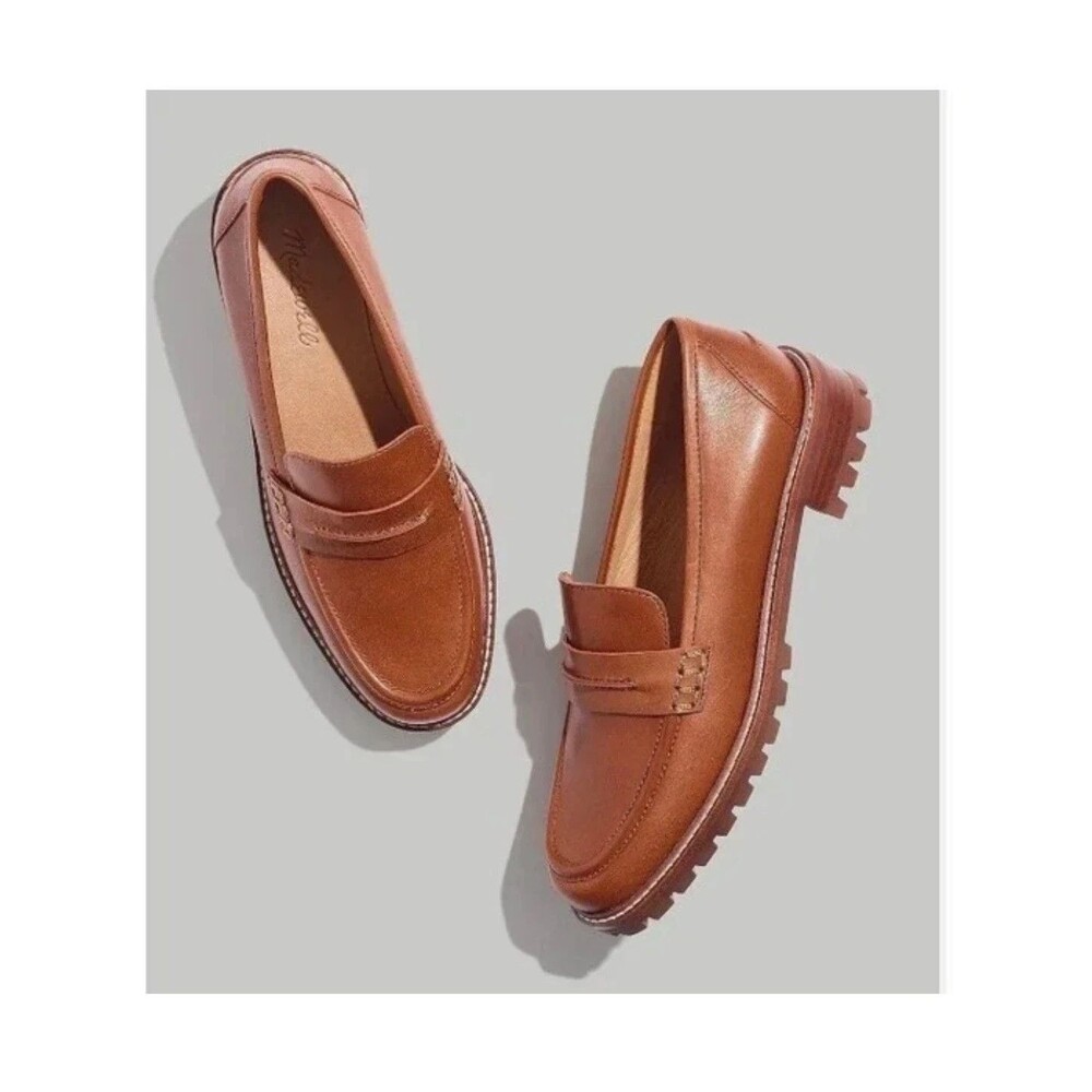 Madewell Corinne Lug‎ Sole Loafers Maple Brown Supple Leather